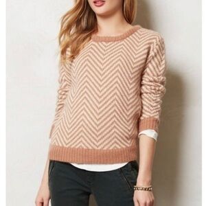 ANTHROPOLOGIE X GANNI Candy Floss Chevron Wool Angora Blend Sweater - Size Small